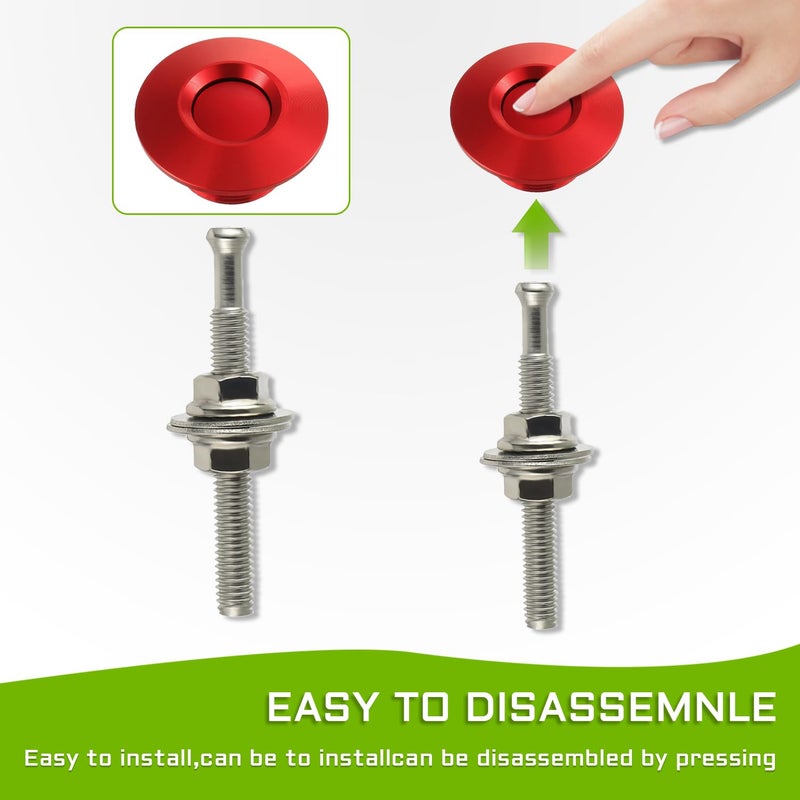 EPLZON Diameter 1.25 inch Quick Release Latch Bumper Bumper Hood License Plate Lock Clip Kit Universal Aluminum Engine Hood Pin(Pack of 2pcs,Red) - Image 3